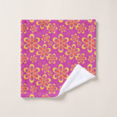 Magenta Paarse Groovy bloempatroon Bad Handdoek (Wasdoekje)