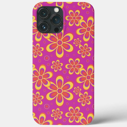 Magenta Paarse Groovy bloempatroon Case-Mate iPhone Case (Achterkant)