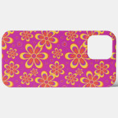 Magenta Paarse Groovy bloempatroon Case-Mate iPhone Case (Achterkant (horizontaal))
