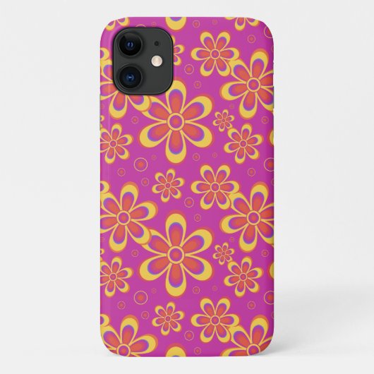 Magenta Paarse Groovy bloempatroon Case-Mate iPhone Case (Achterkant)