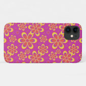 Magenta Paarse Groovy bloempatroon Case-Mate iPhone Case (Achterkant (horizontaal))