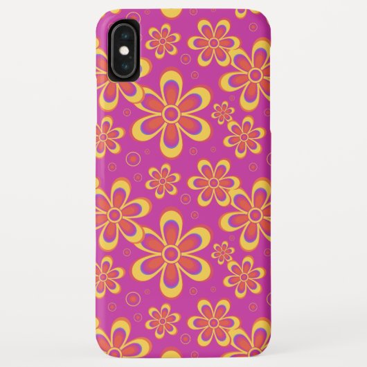 Magenta Paarse Groovy bloempatroon Case-Mate iPhone Case (Achterkant)