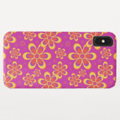 Magenta Paarse Groovy bloempatroon Case-Mate iPhone Case (Achterkant (horizontaal))