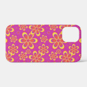 Magenta Paarse Groovy bloempatroon Case-Mate iPhone Case (Achterkant (horizontaal))