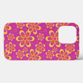 Magenta Paarse Groovy bloempatroon Case-Mate iPhone Case (Achterkant (horizontaal))