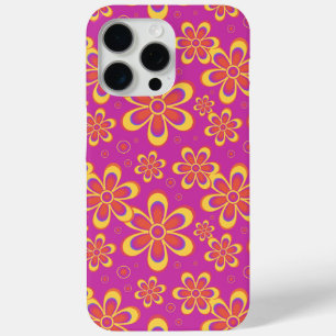 Magenta Paarse Groovy bloempatroon iPhone 15 Pro Max Hoesje