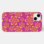 Magenta Paarse Groovy bloempatroon Case-Mate iPhone Case (Achterkant (horizontaal))
