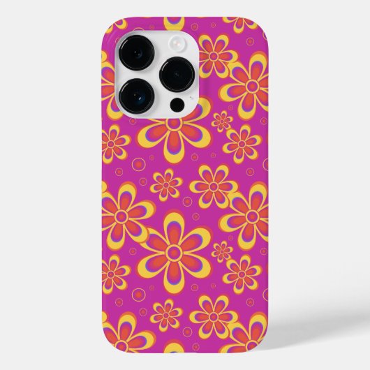 Magenta Paarse Groovy bloempatroon Case-Mate iPhone Case (Achterkant)