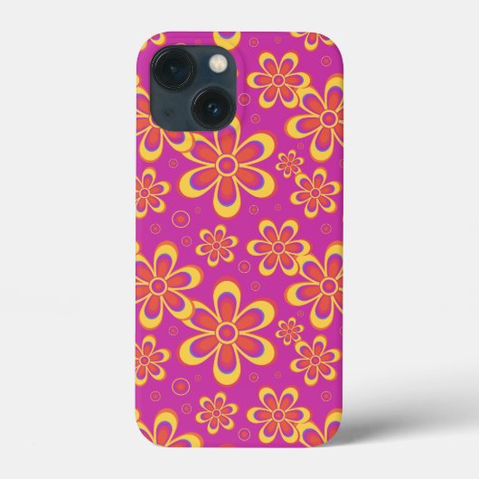 Magenta Paarse Groovy bloempatroon Case-Mate iPhone Case (Achterkant)