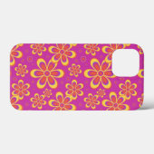 Magenta Paarse Groovy bloempatroon Case-Mate iPhone Case (Achterkant (horizontaal))