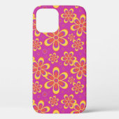 Magenta Paarse Groovy bloempatroon Case-Mate iPhone Case (Achterkant)