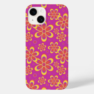 Magenta Paarse Groovy bloempatroon Case-Mate iPhone 14 Hoesje