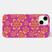 Magenta Paarse Groovy bloempatroon Case-Mate iPhone Case (Achterkant (horizontaal))