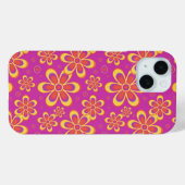 Magenta Paarse Groovy bloempatroon Case-Mate iPhone Case (Achterkant (horizontaal))