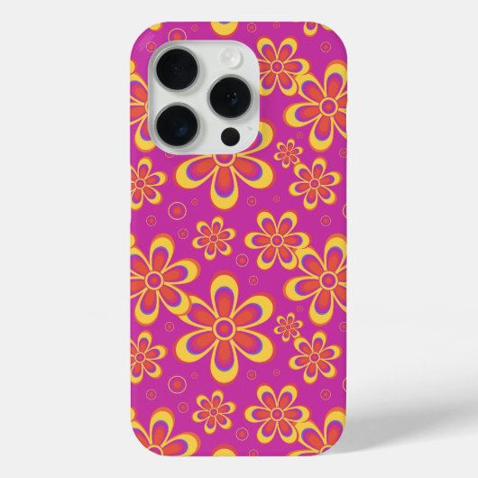 Magenta Paarse Groovy bloempatroon Case-Mate iPhone Case (Achterkant)