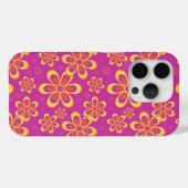 Magenta Paarse Groovy bloempatroon Case-Mate iPhone Case (Achterkant (horizontaal))