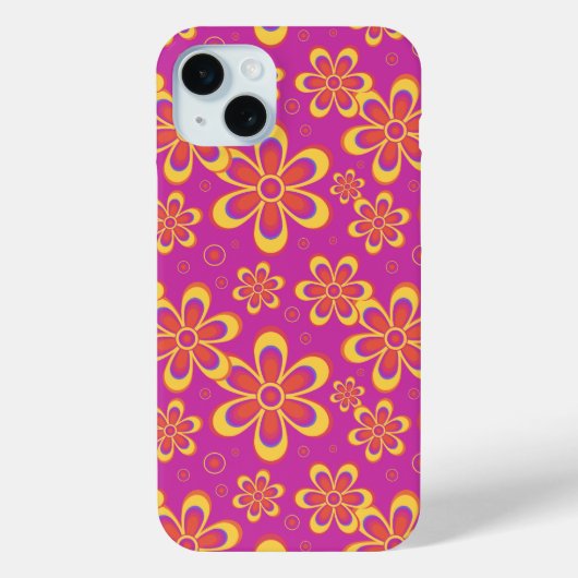 Magenta Paarse Groovy bloempatroon Case-Mate iPhone Case (Achterkant)