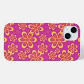 Magenta Paarse Groovy bloempatroon Case-Mate iPhone Case (Achterkant (horizontaal))