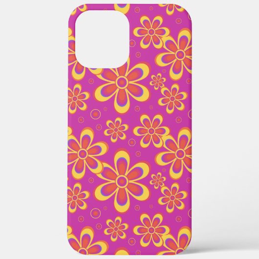 Magenta Paarse Groovy bloempatroon Case-Mate iPhone Case (Achterkant)