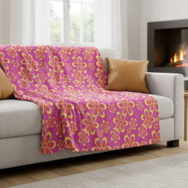 Magenta Paarse Groovy bloempatroon Fleece Deken