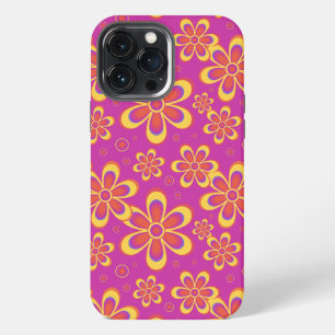 Magenta Paarse Groovy bloempatroon iPhone 13 Pro Max Hoesje