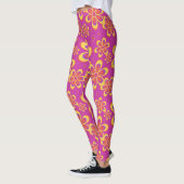 Magenta Paarse Groovy bloempatroon Leggings (Links)