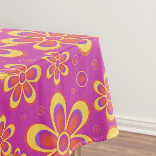 Magenta Paarse Groovy bloempatroon Tafelkleed (Voorbeeld)
