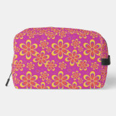 Magenta Paarse Groovy bloempatroon Toilettasje (Achterkant)