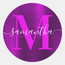 Magenta Paarse Moderne Handtekening Monogram Folie