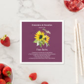 Magenta Paarse Sunflower Wedding Fun Facts Napkins Servet (Insitu)