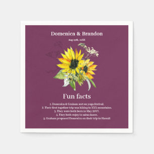 Magenta Paarse Sunflower Wedding Fun Facts Napkins Servet