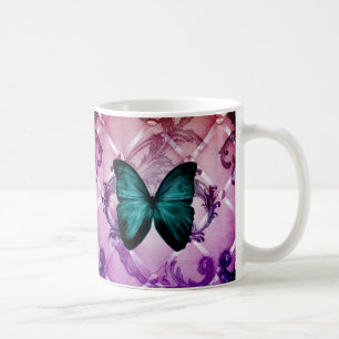 Magenta Paarse Swirls Bohemian Blauwgroen Butterfl Koffiemok