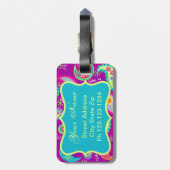 Magenta Paarse Turquoise Modern Paisley Pattern Bagagelabel (Achterkant verticaal)