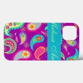Magenta Paarse Turquoise Modern Paisley Pattern Case-Mate iPhone Case (Achterkant (horizontaal))