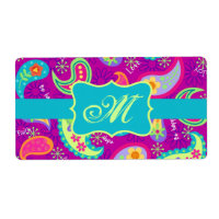 Magenta Paarse Turquoise Modern Paisley Pattern