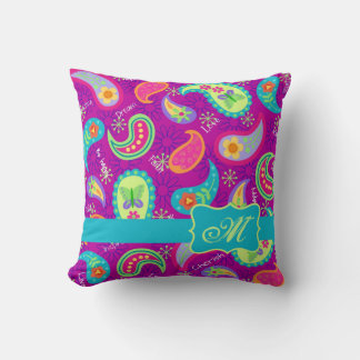 Magenta Paarse Turquoise Modern Paisley Pattern Kussen