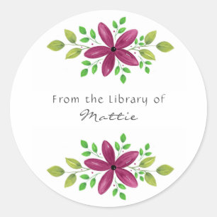 Magenta Paarse Waterverf Bloemen Swag labels