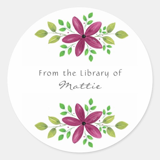 Magenta Paarse Waterverf Bloemen Swag labels (Voorkant)