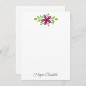 Magenta Paarse Waterverf Bloemen Swag Notitiekaartje (Voorkant / Achterkant)
