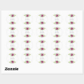 Magenta Paarse Waterverf Bloemen Swag Ronde Sticker (Vel)