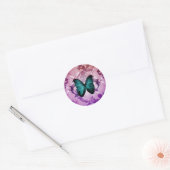Magenta Paarse wervelingen Boheemse Blauwgroen vli Ronde Sticker (Envelop)