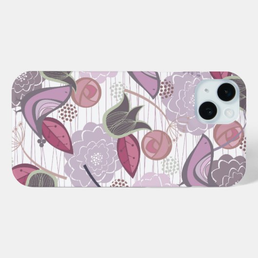 Magenta Paarse Zoete Vogels Bloementuin Chic Case-Mate iPhone Case (Achterkant (horizontaal))