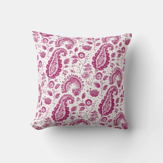 Magenta Paisley Patroon Kussen (Voorkant)