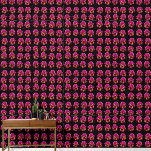 magenta pansies op zwart, behang