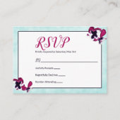 Magenta Pansies, Turquoise RSVP-kaart Advieskaart (Voorkant)