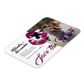 Magenta Pansies Weddenschap Save the Date Magnet Magneet (Linkerzijde)