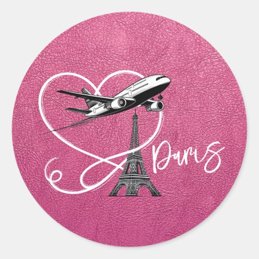 Magenta Paris Passport Ronde Sticker (Voorkant)