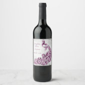 Magenta Pauw Blad Wingerd Trouw Wijnlabel Wijn Etiket (Voorkant)