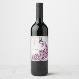 Magenta Pauw Blad Wingerd Trouw Wijnlabel Wijn Etiket