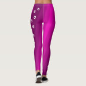 Magenta Paw Print Striped Gym Exercing Yoga Pants Leggings (Achterkant)